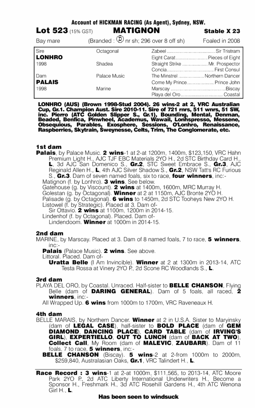 Matignon (AUS) - pedigree