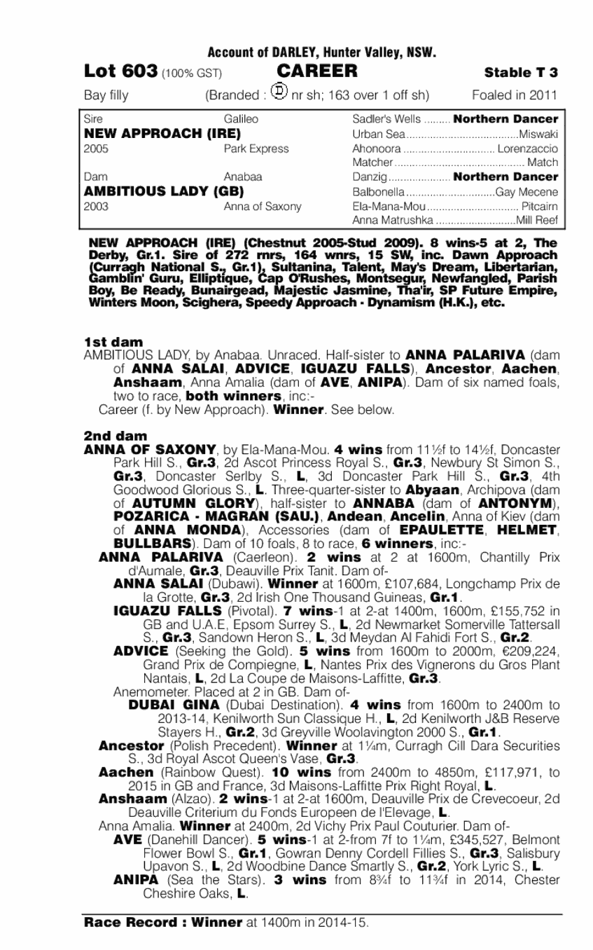 Career (AUS) - pedigree