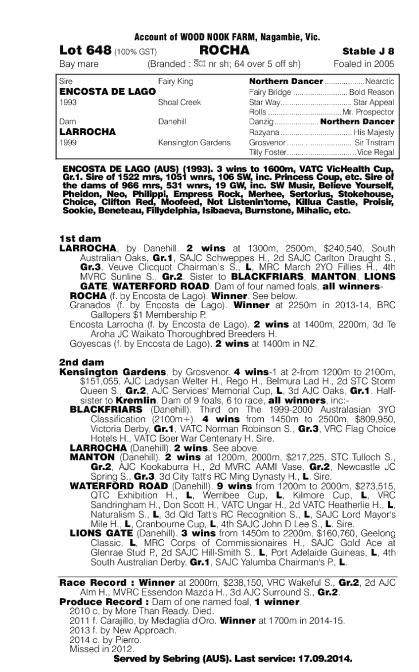 Rocha (AUS) - pedigree