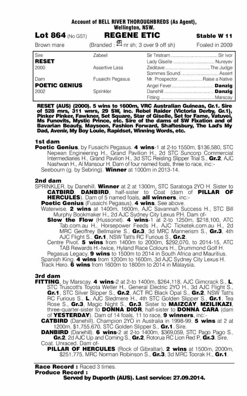 Regene Etic (AUS) - pedigree