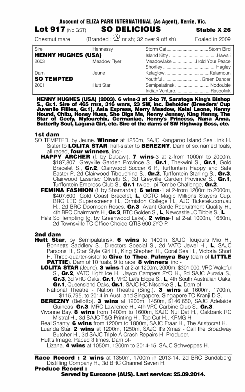 So Delicious (AUS) - pedigree