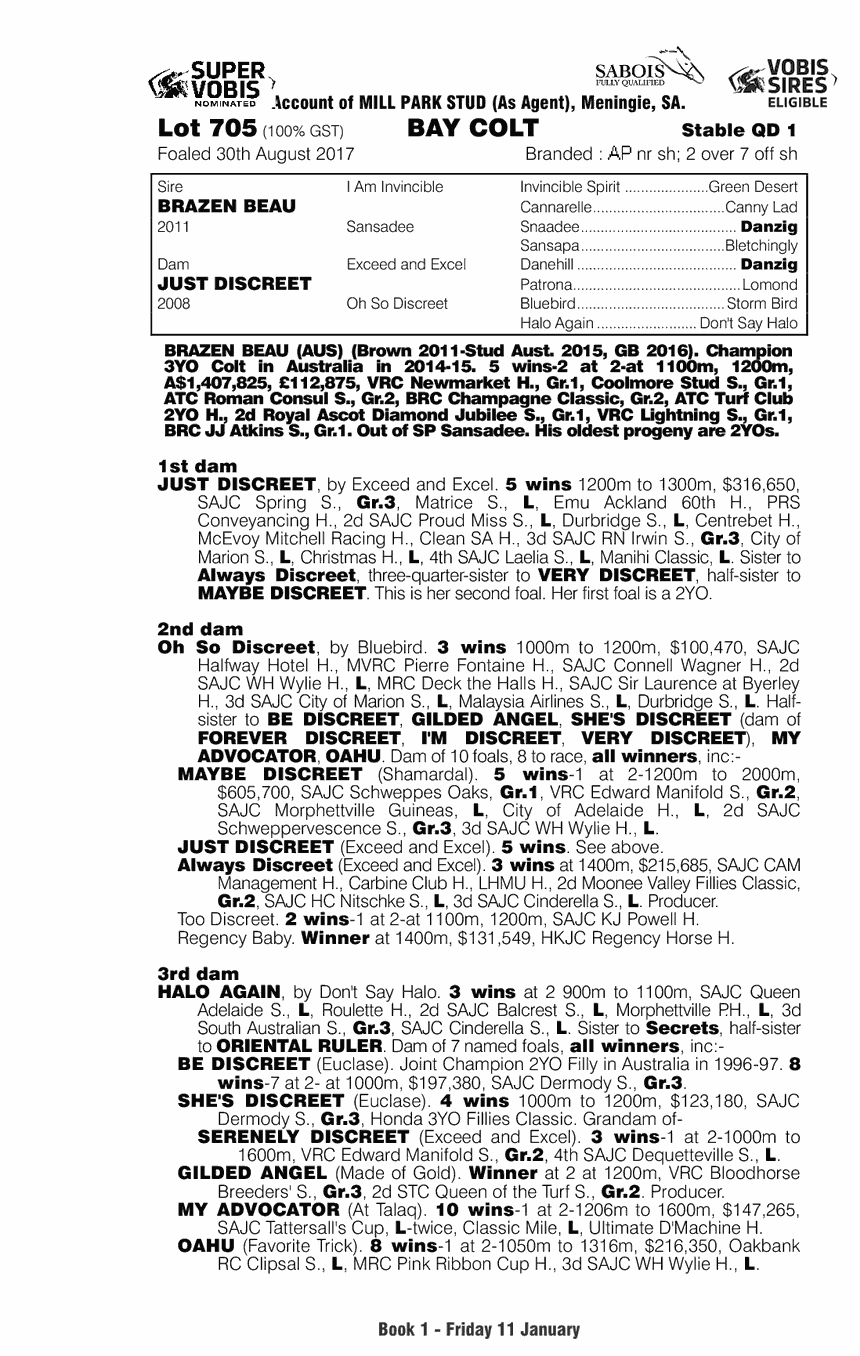 Brazen Beau (AUS) / Just Discreet (AUS) - pedigree