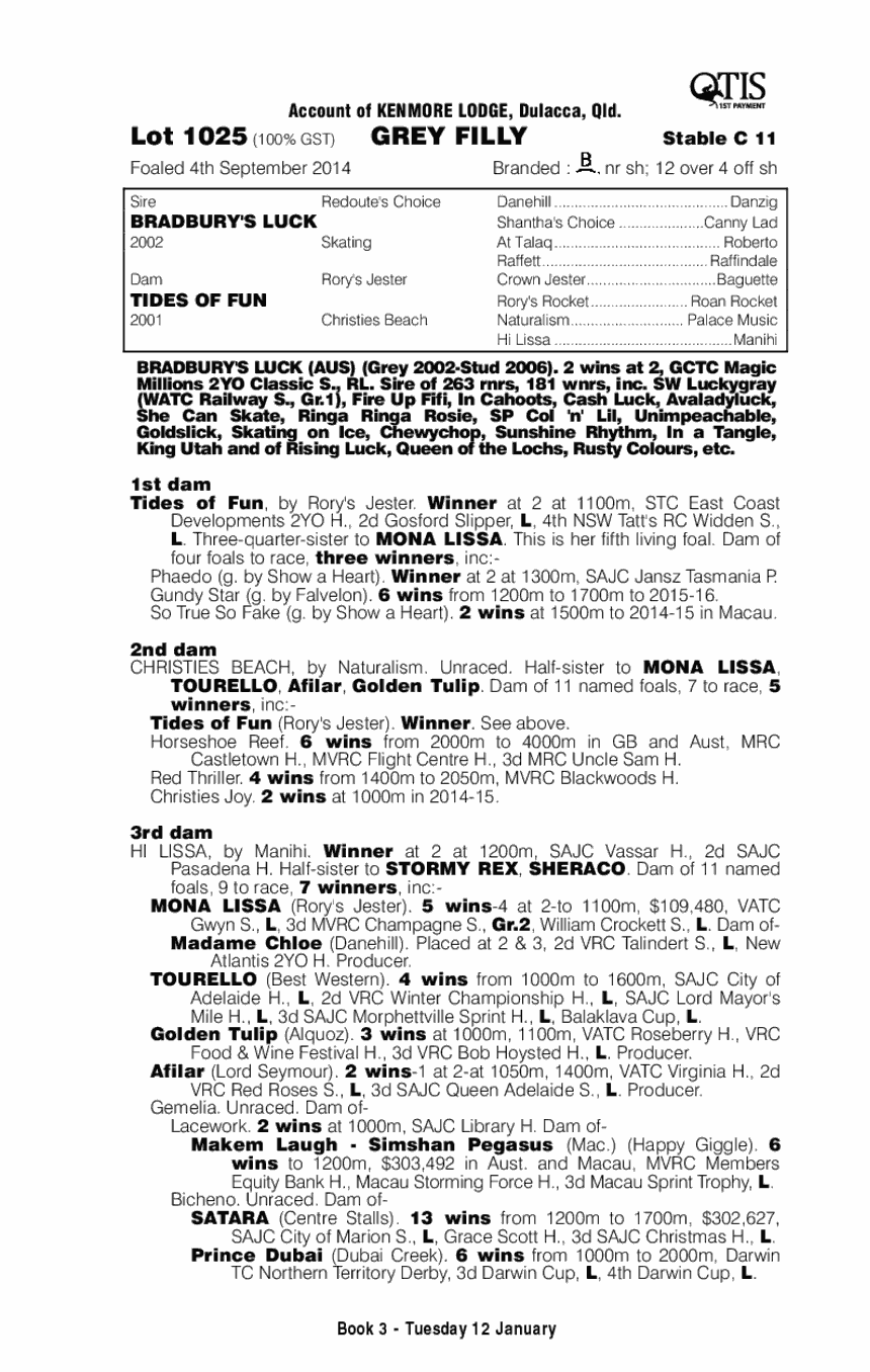 Bradbury's Luck (AUS) / Tides Of Fun (AUS) - pedigree