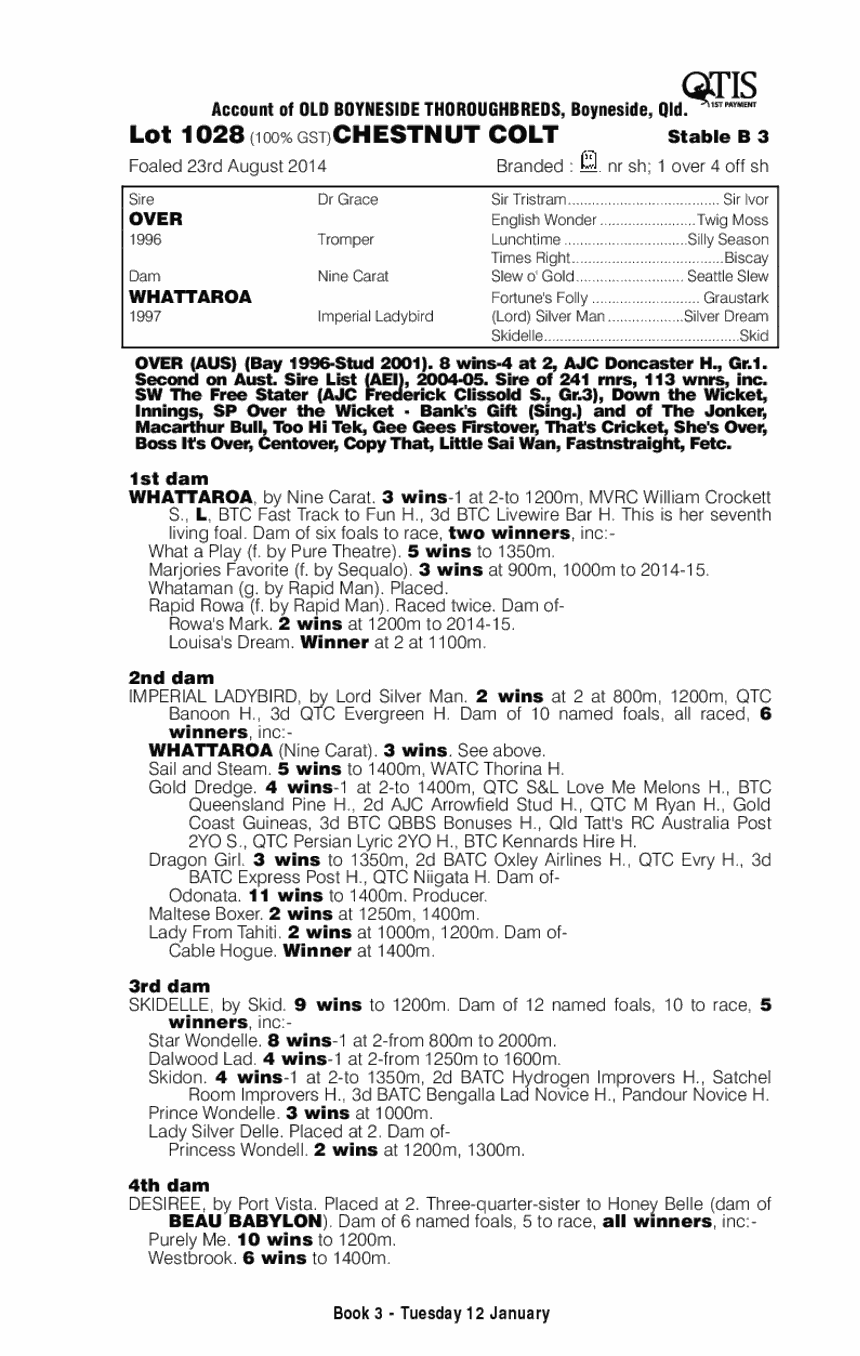Over (AUS) / Whattaroa (AUS) - pedigree