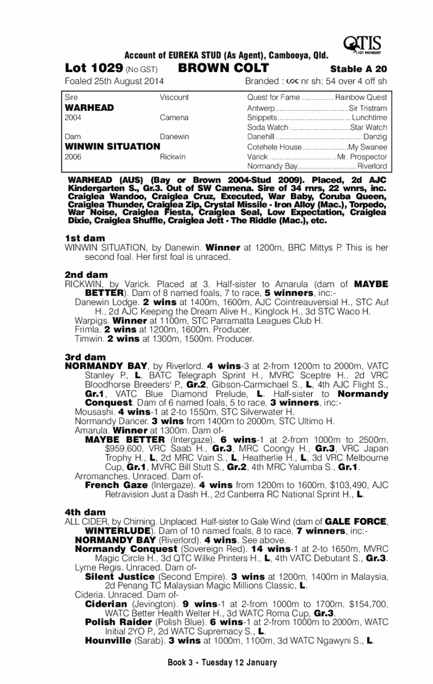 Warhead (AUS) / Winwin Situation (AUS) - pedigree