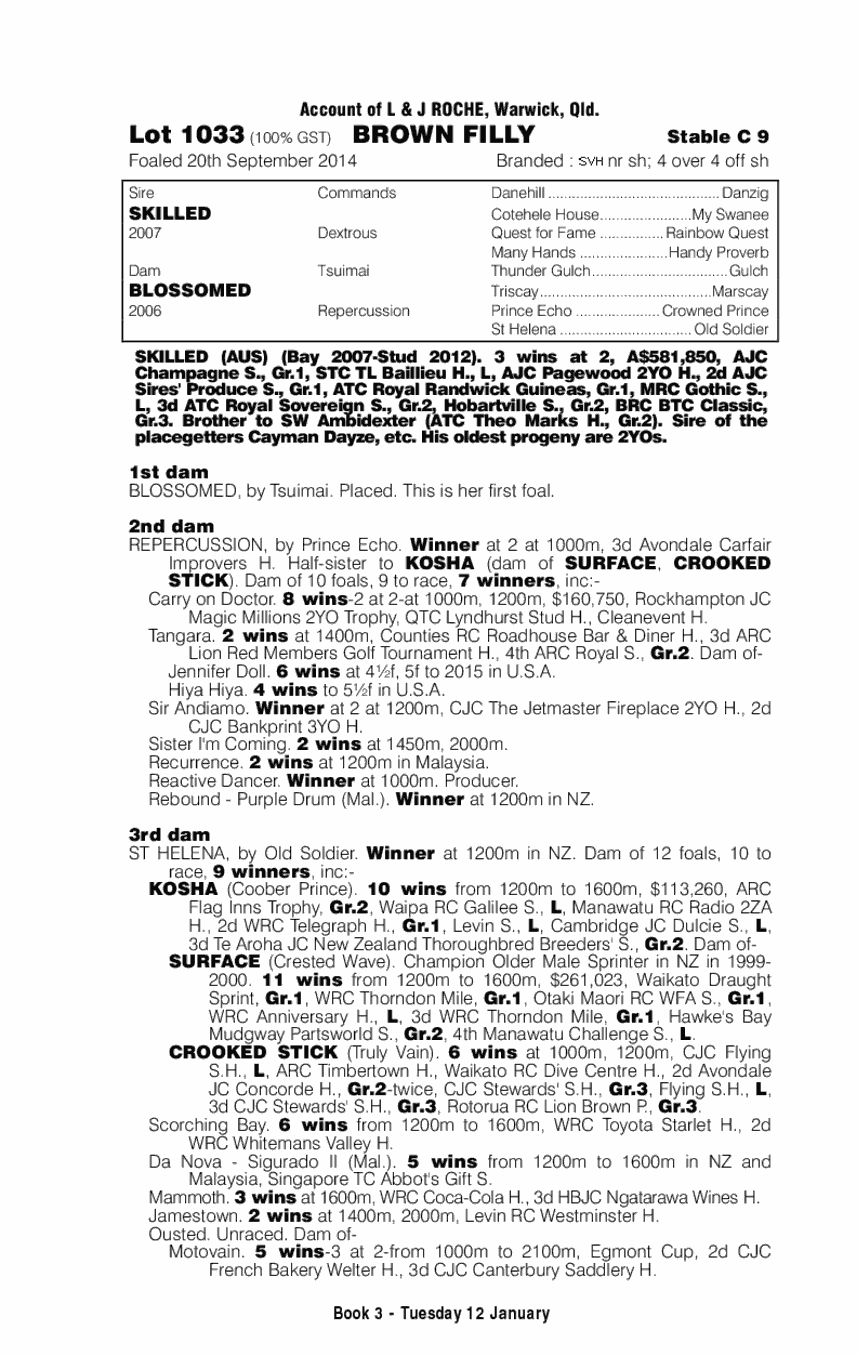 Skilled (AUS) / Blossomed (AUS) - pedigree