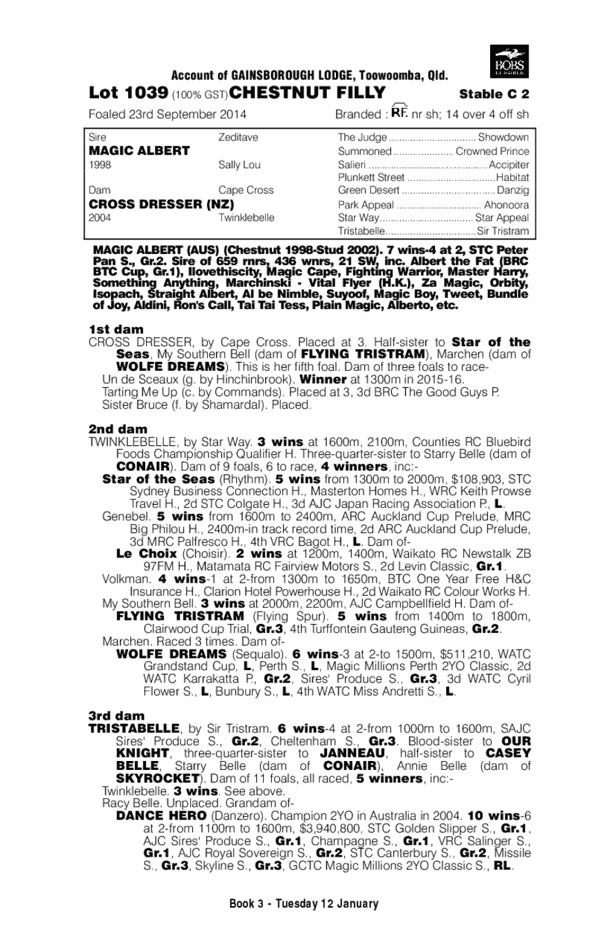 Magic Albert (AUS) / Cross Dresser (NZ) - pedigree