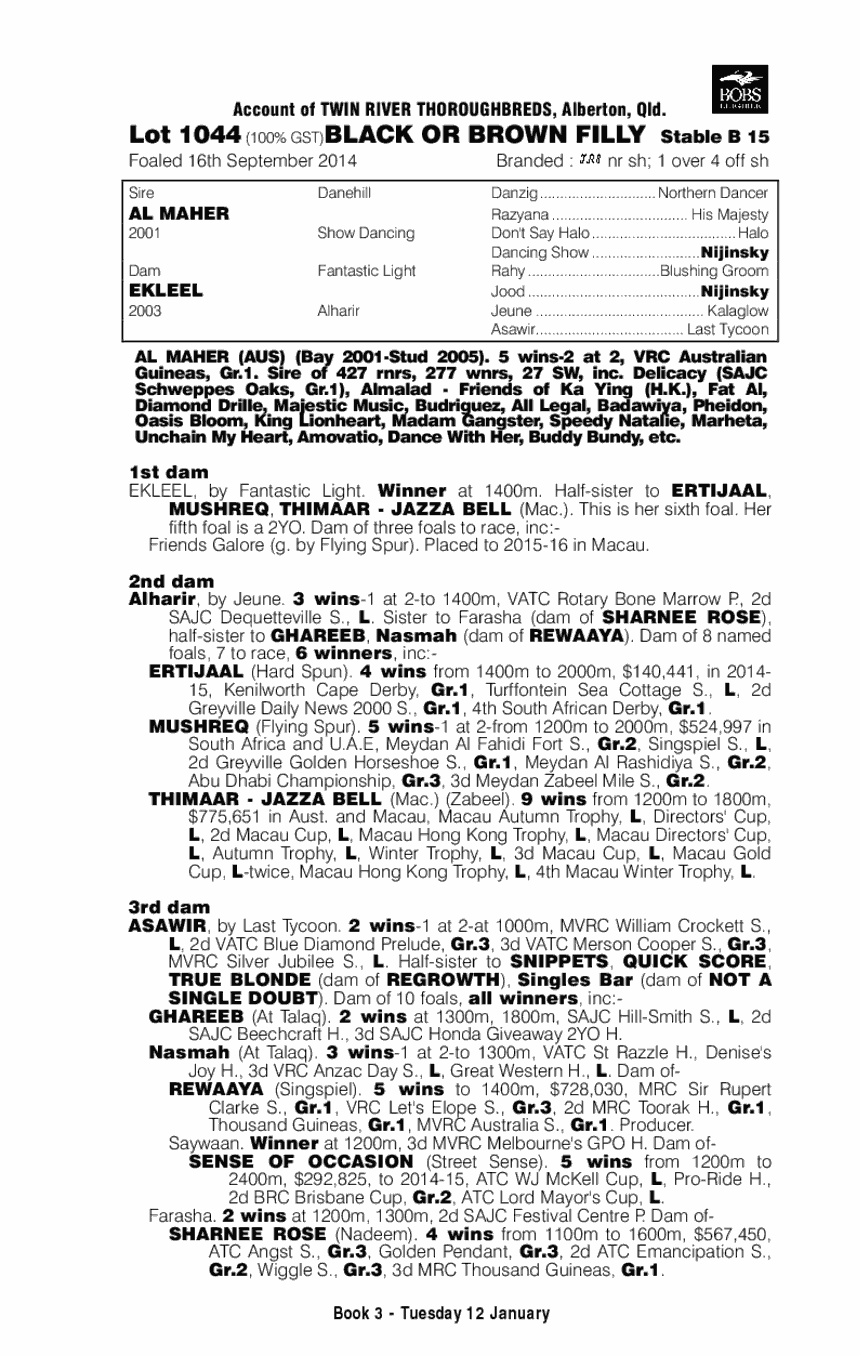 Al Maher (AUS) / Ekleel (AUS) - pedigree