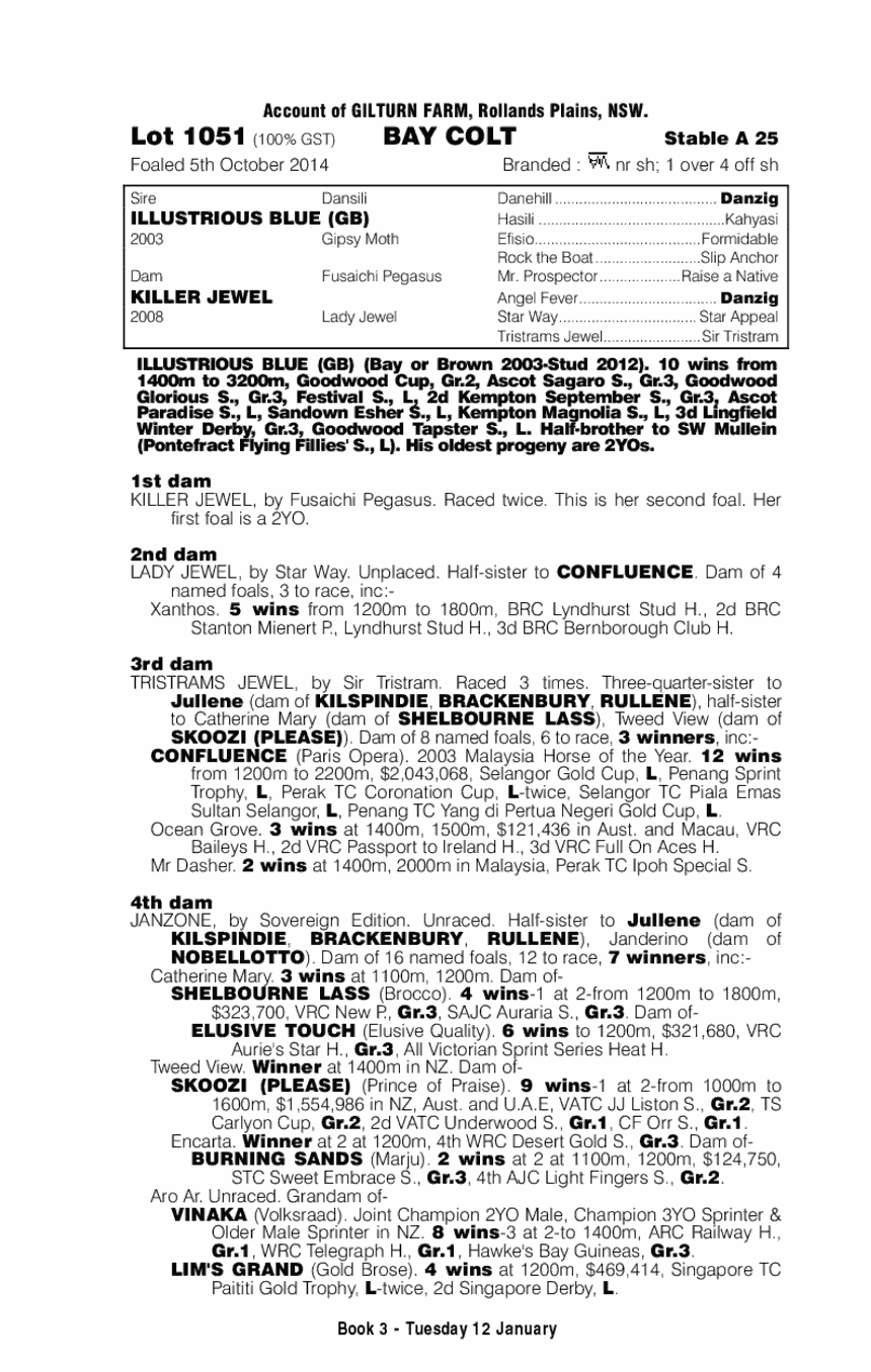 Illustrious Blue (GB) / Killer Jewel (AUS) - pedigree