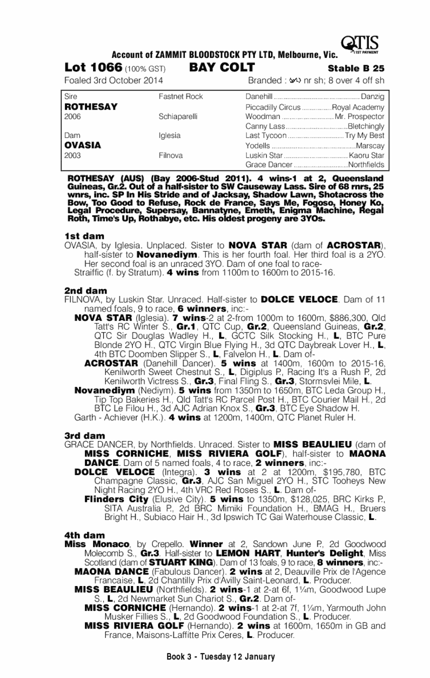 Rothesay (AUS) / Ovasia (AUS) - pedigree