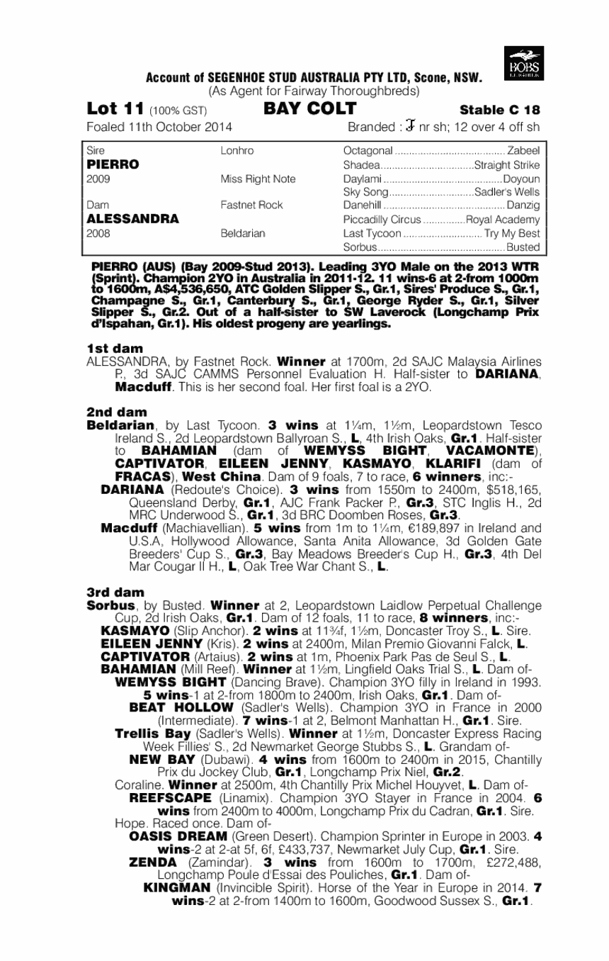 Pierro (AUS) / Alessandra (AUS) - pedigree