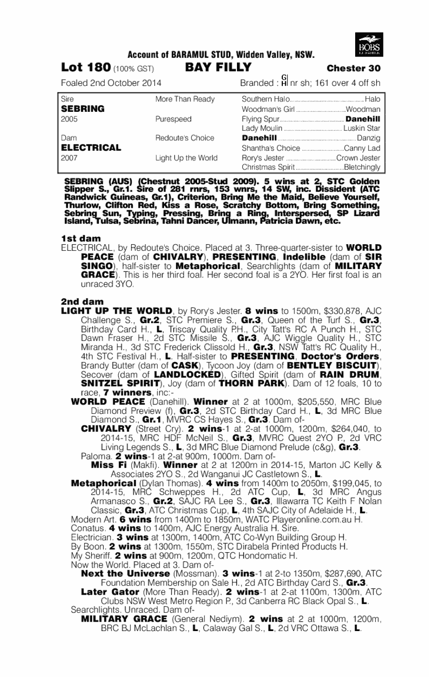 Sebring (AUS) / Electrical (AUS) - pedigree