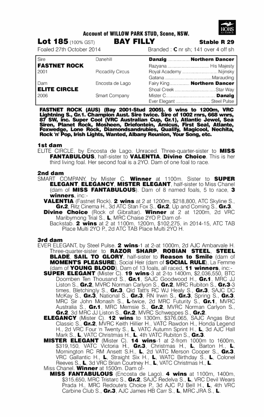 Fastnet Rock (AUS) / Elite Circle (AUS) - pedigree