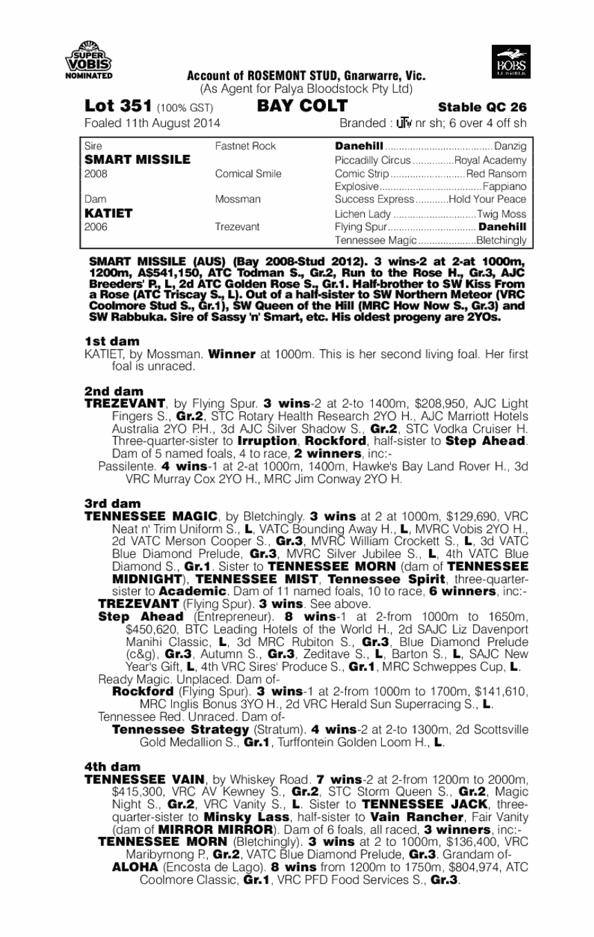 Smart Missile (AUS) / Katiet (AUS) - pedigree