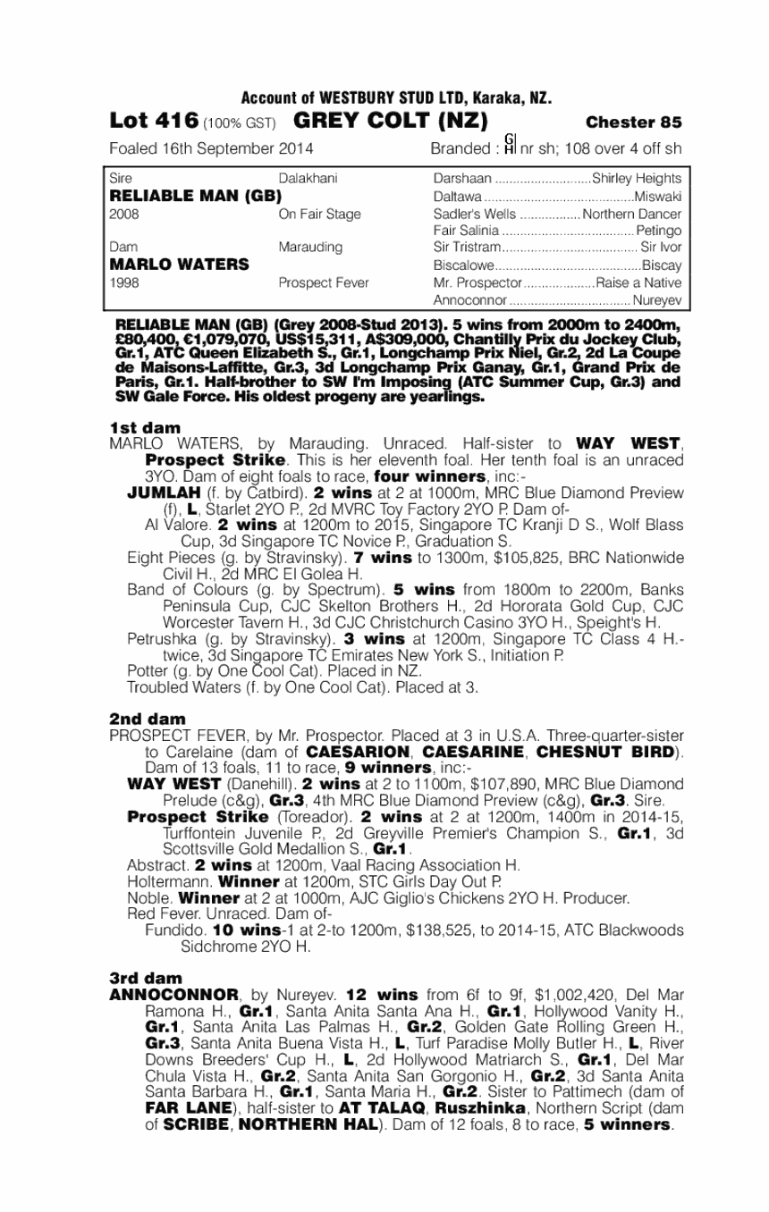 Reliable Man (GB) / Marlo Waters (AUS) - pedigree