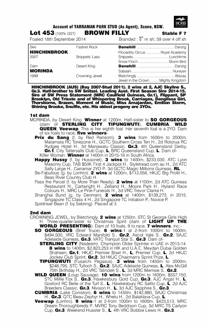 Hinchinbrook (AUS) / Morinda (AUS) - pedigree