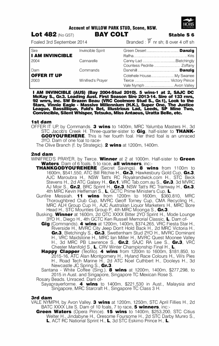 I Am Invincible (AUS) / Offer It Up (AUS) - pedigree
