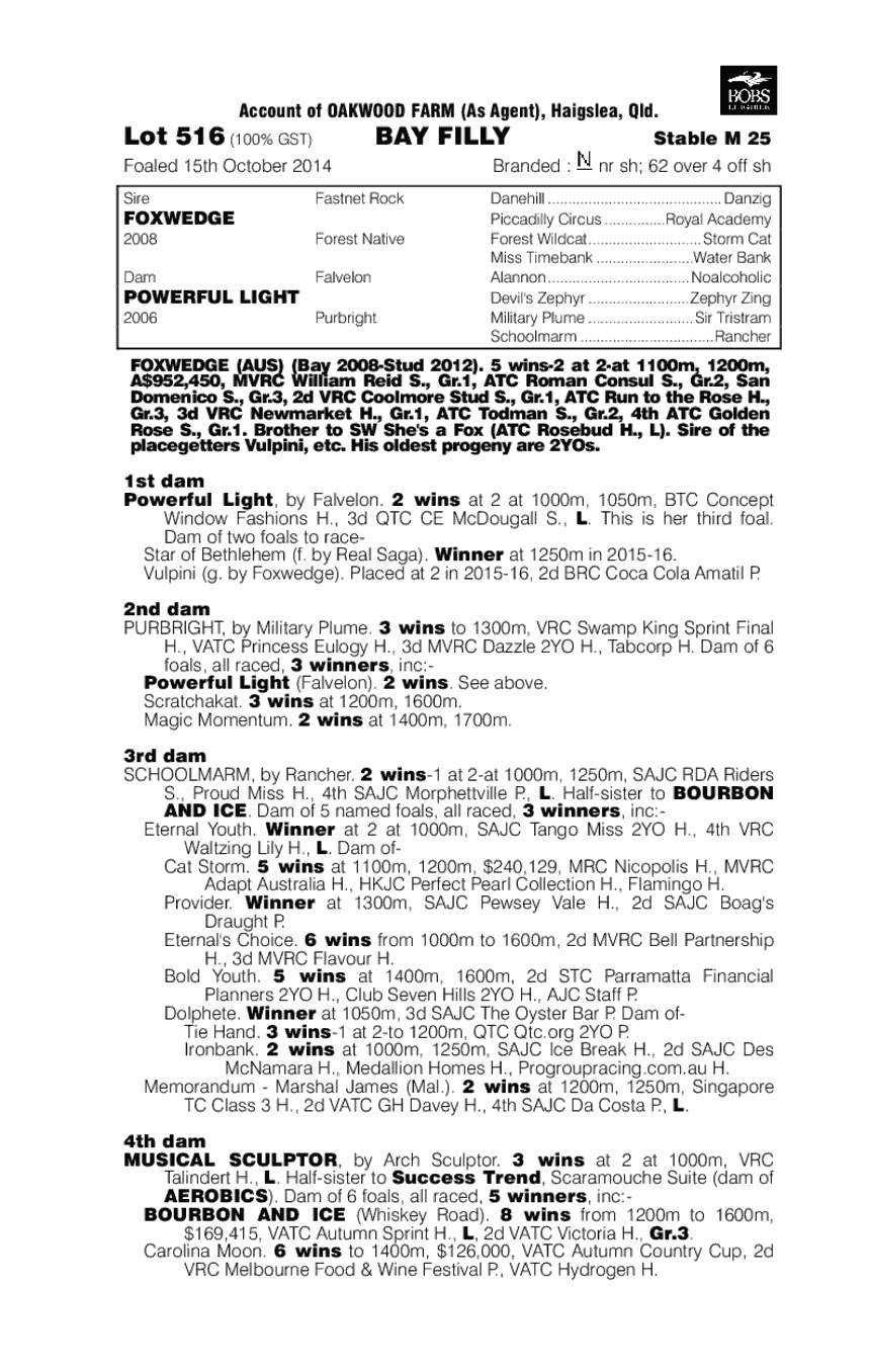Foxwedge (AUS) / Powerful Light (AUS) - pedigree