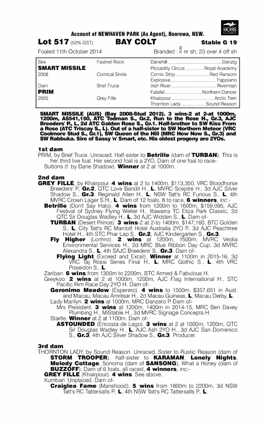Smart Missile (AUS) / Prim (AUS) - pedigree