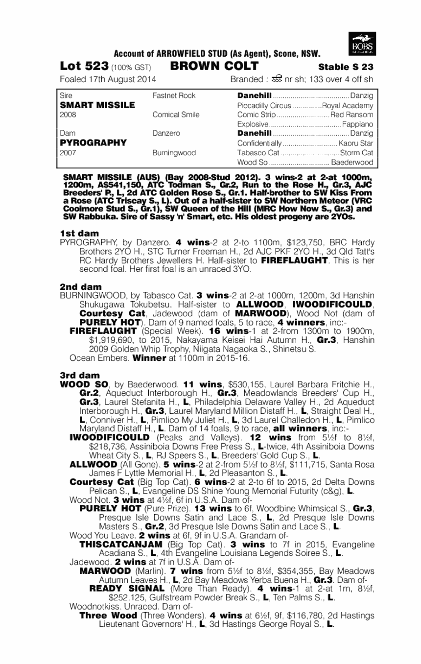 Smart Missile (AUS) / Pyrography (AUS) - pedigree