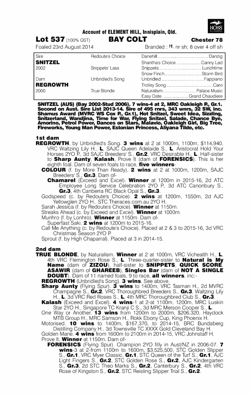 Snitzel (AUS) / Regrowth (AUS) - pedigree