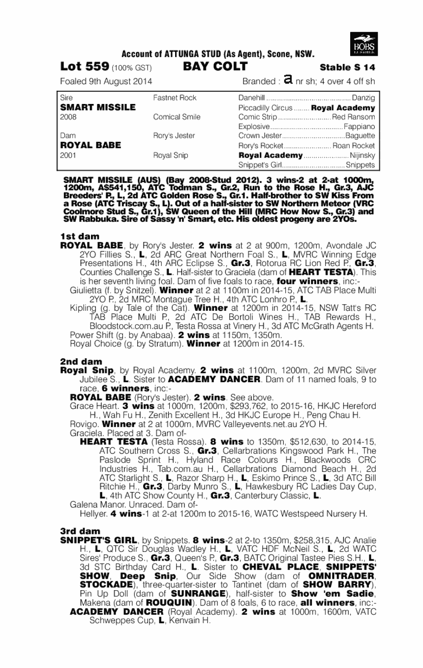 Smart Missile (AUS) / Royal Babe (AUS) - pedigree