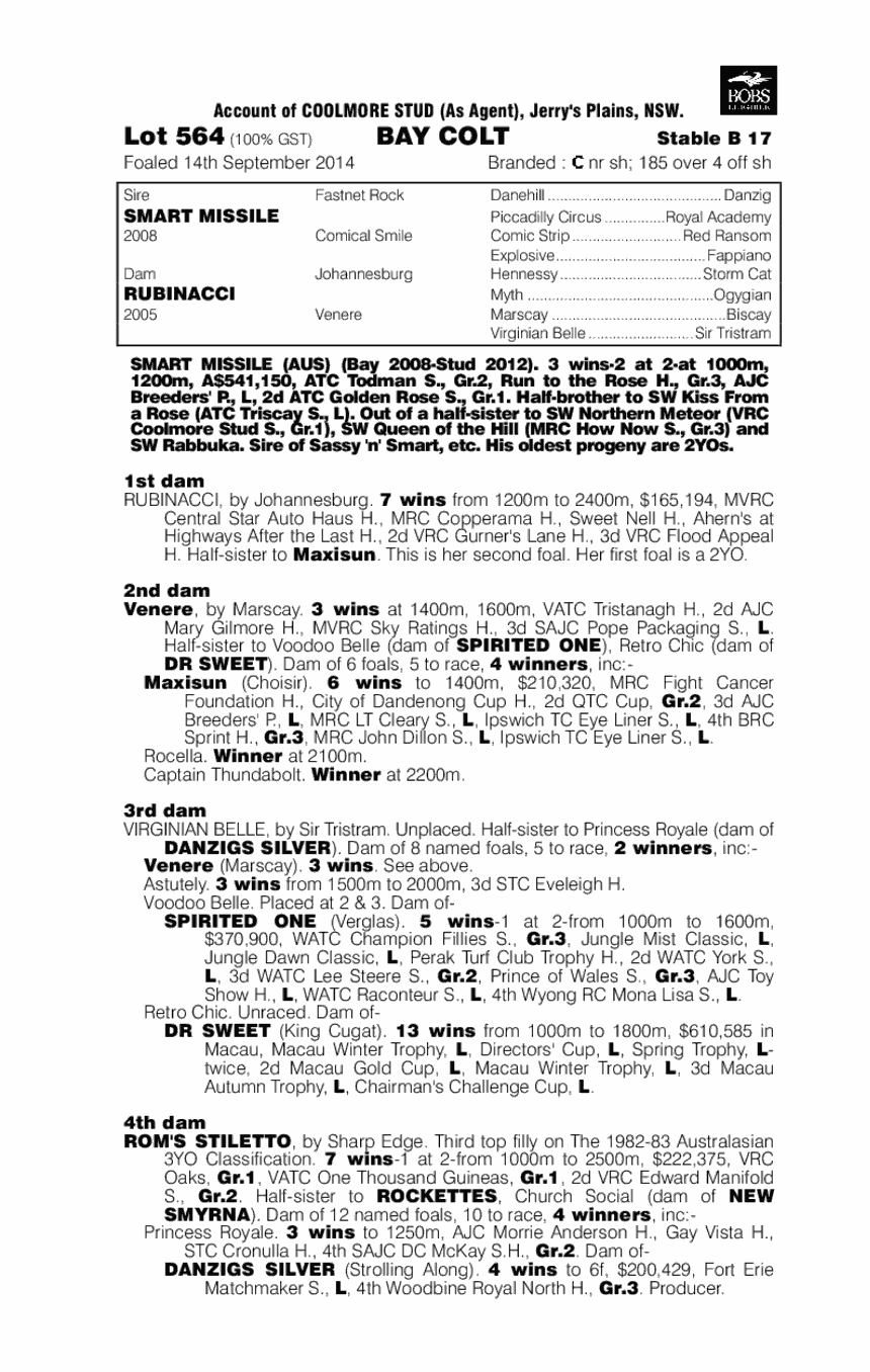 Smart Missile (AUS) / Rubinacci (AUS) - pedigree