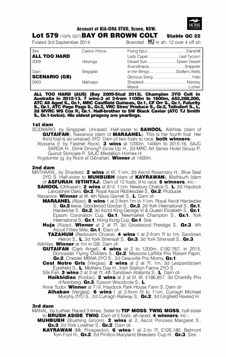 All Too Hard (AUS) / Scenario (GB) - pedigree