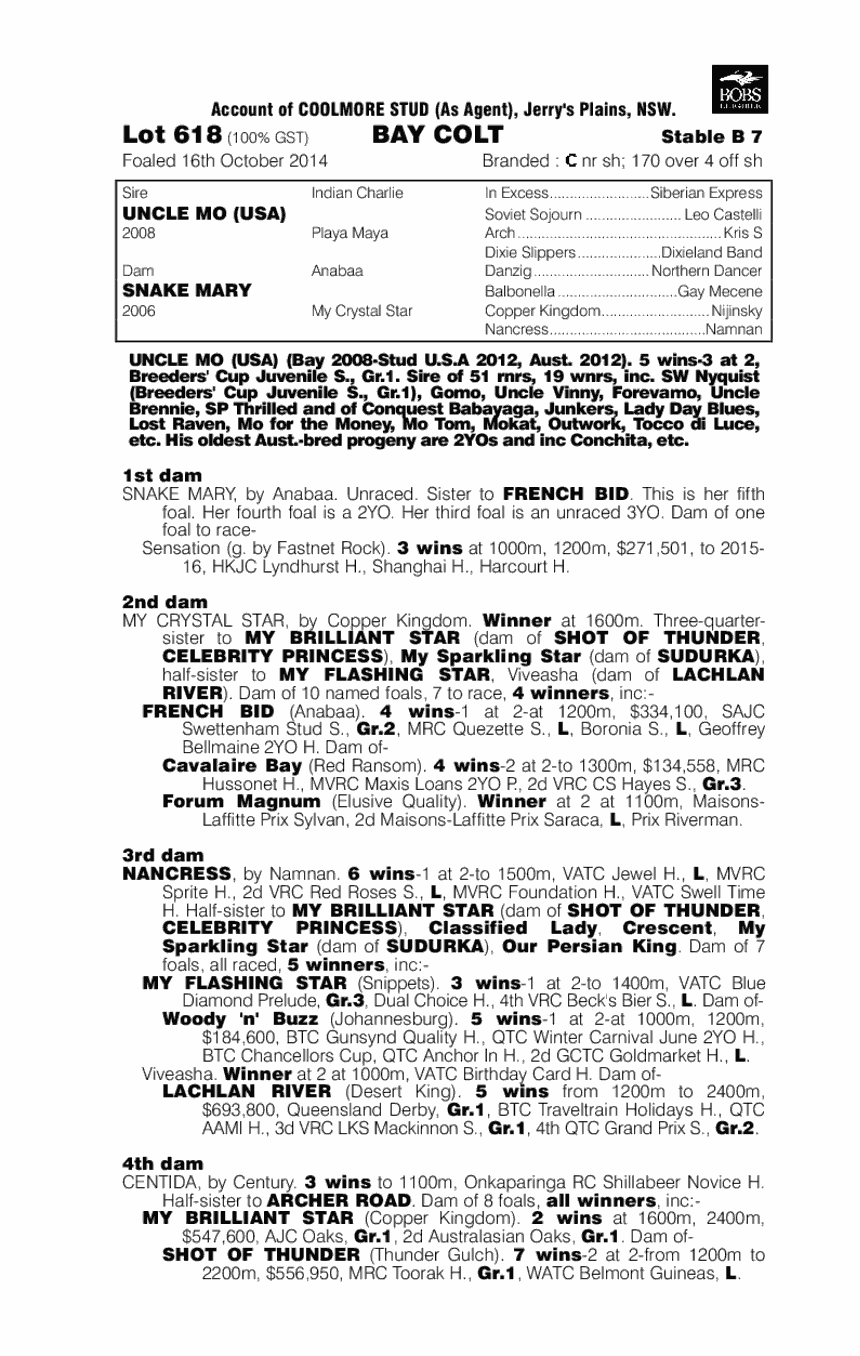 Uncle Mo (USA) / Snake Mary (AUS) - pedigree