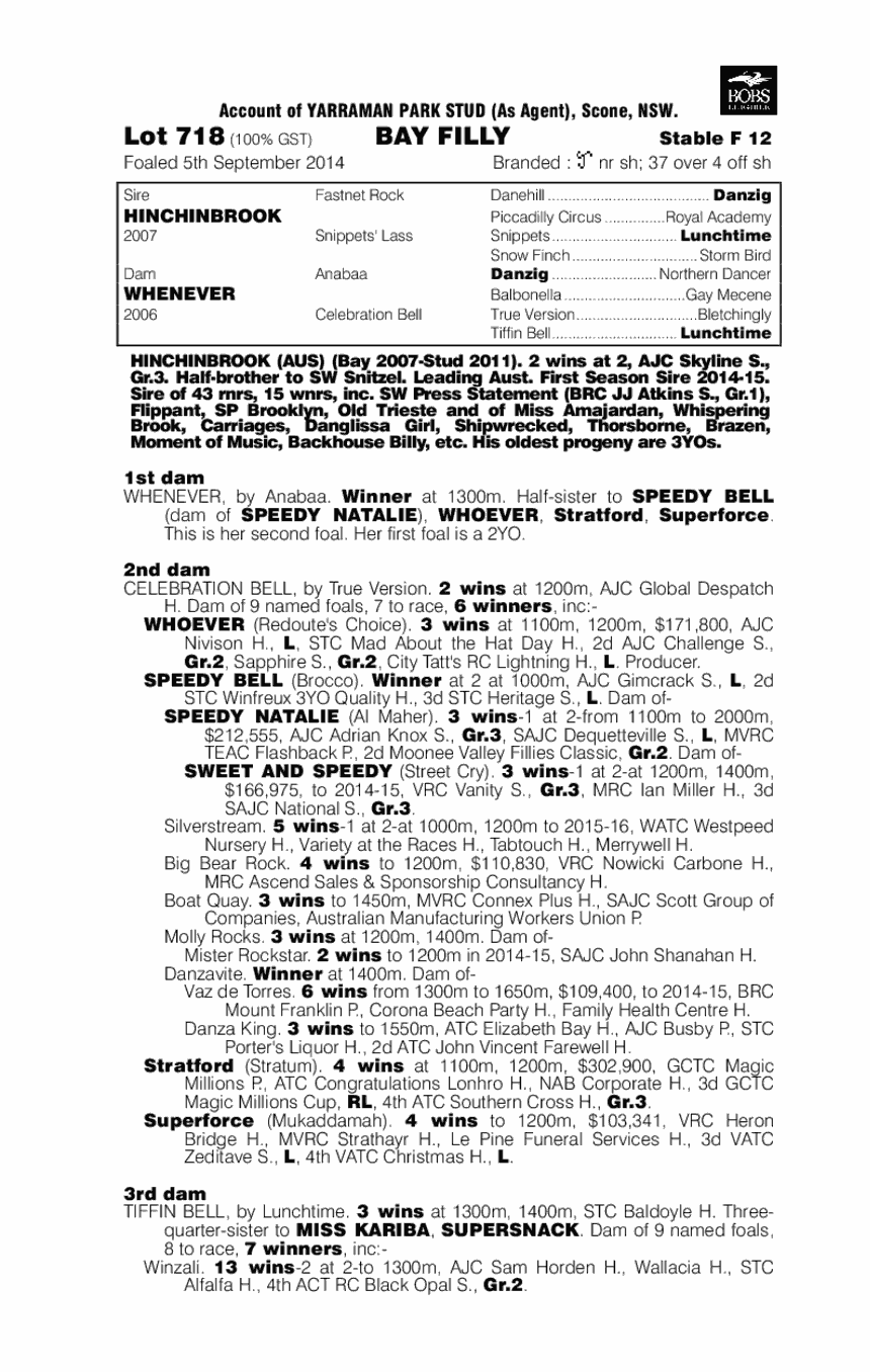 Hinchinbrook (AUS) / Whenever (AUS) - pedigree