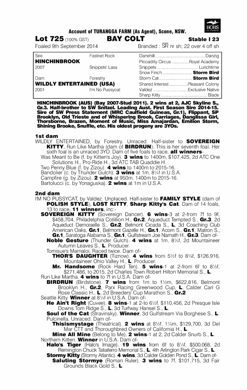 Hinchinbrook (AUS) / Wildly Entertained (USA) - pedigree