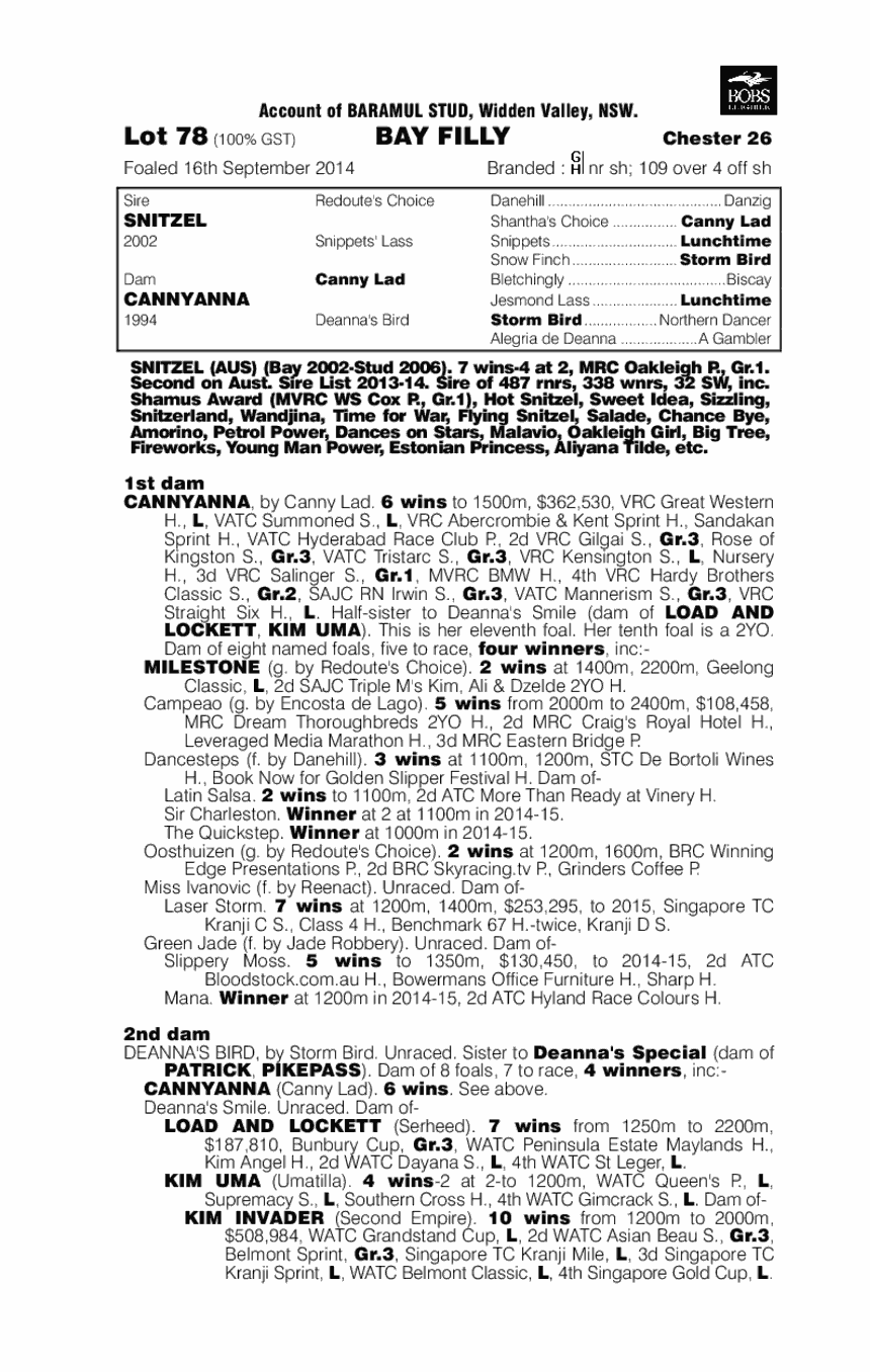 Snitzel (AUS) / Cannyanna (AUS) - pedigree