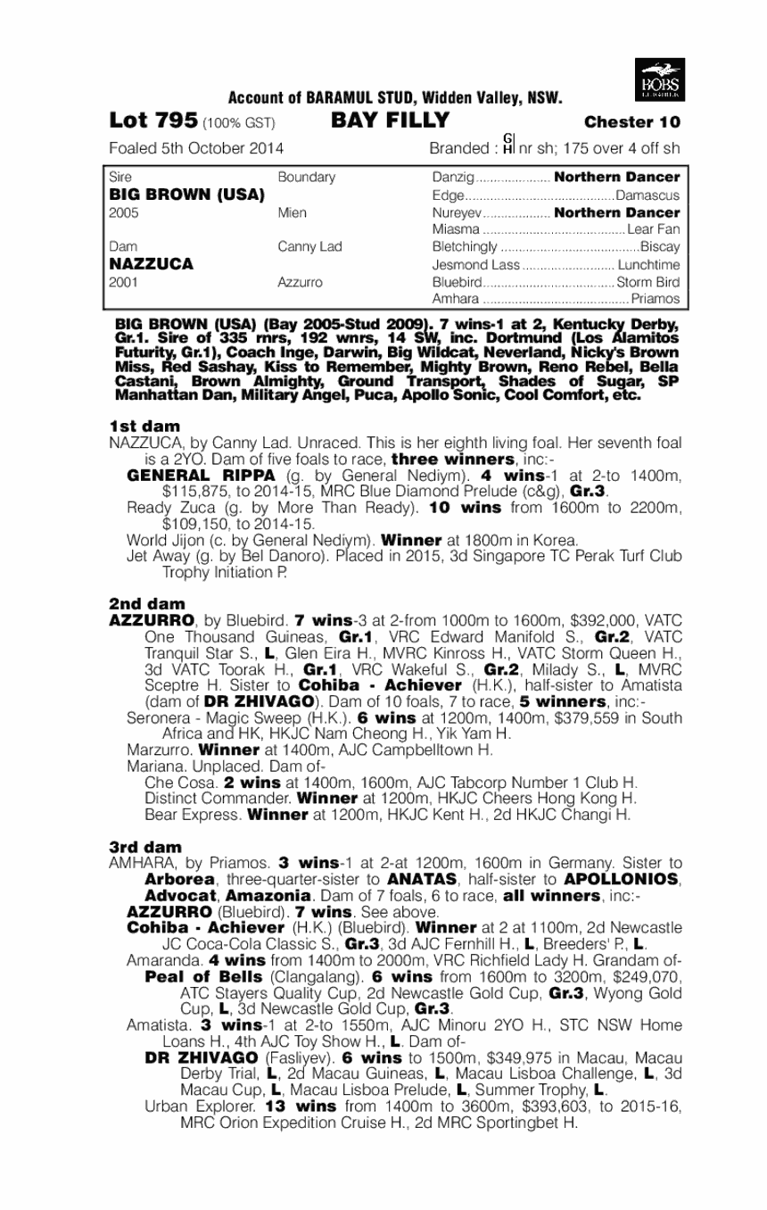Big Brown (USA) / Nazzuca (AUS) - pedigree