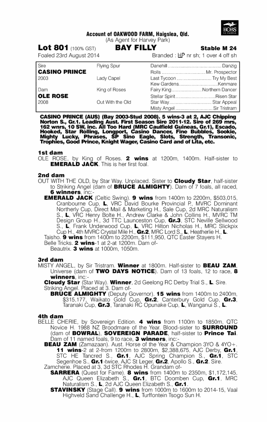 Casino Prince (AUS) / Ole Rose (AUS) - pedigree