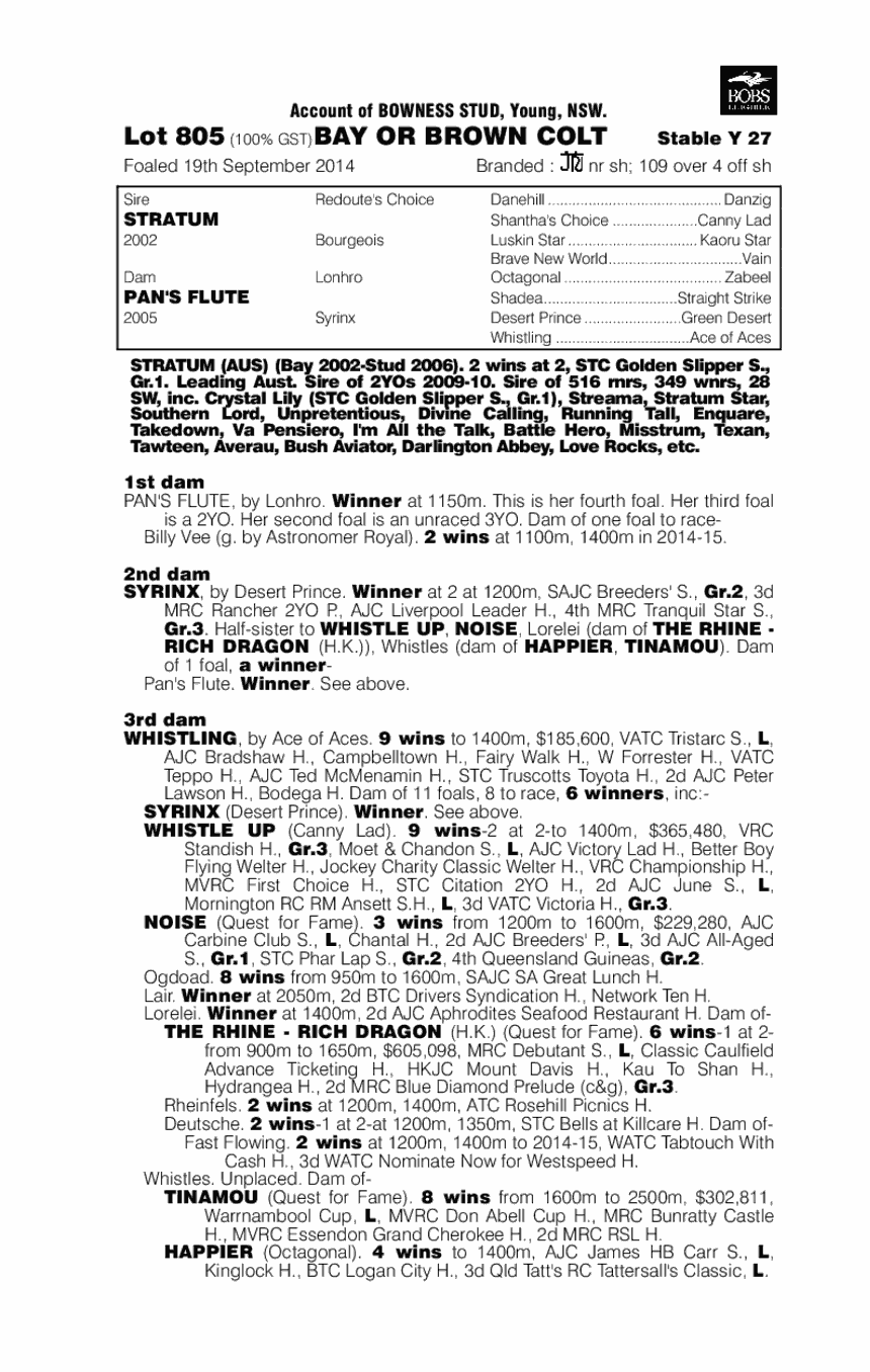 Stratum (AUS) / Pan's Flute (AUS) - pedigree