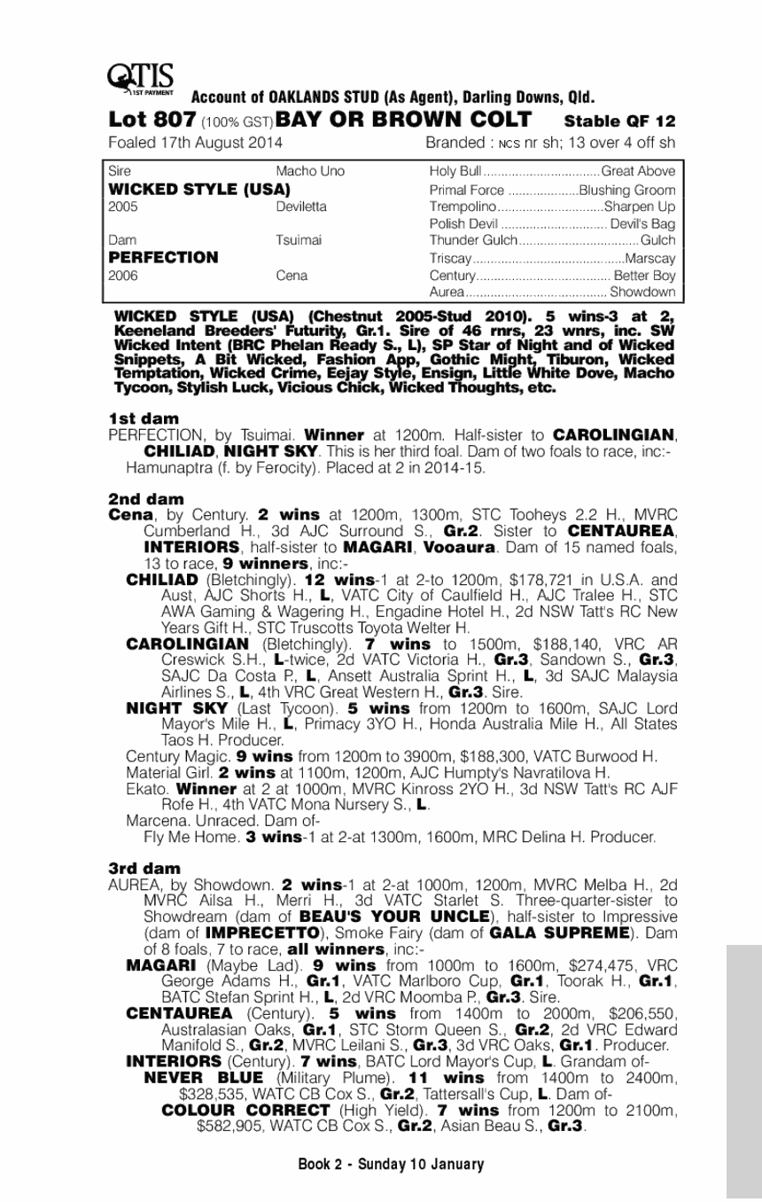 Wicked Style (USA) / Perfection (AUS) - pedigree
