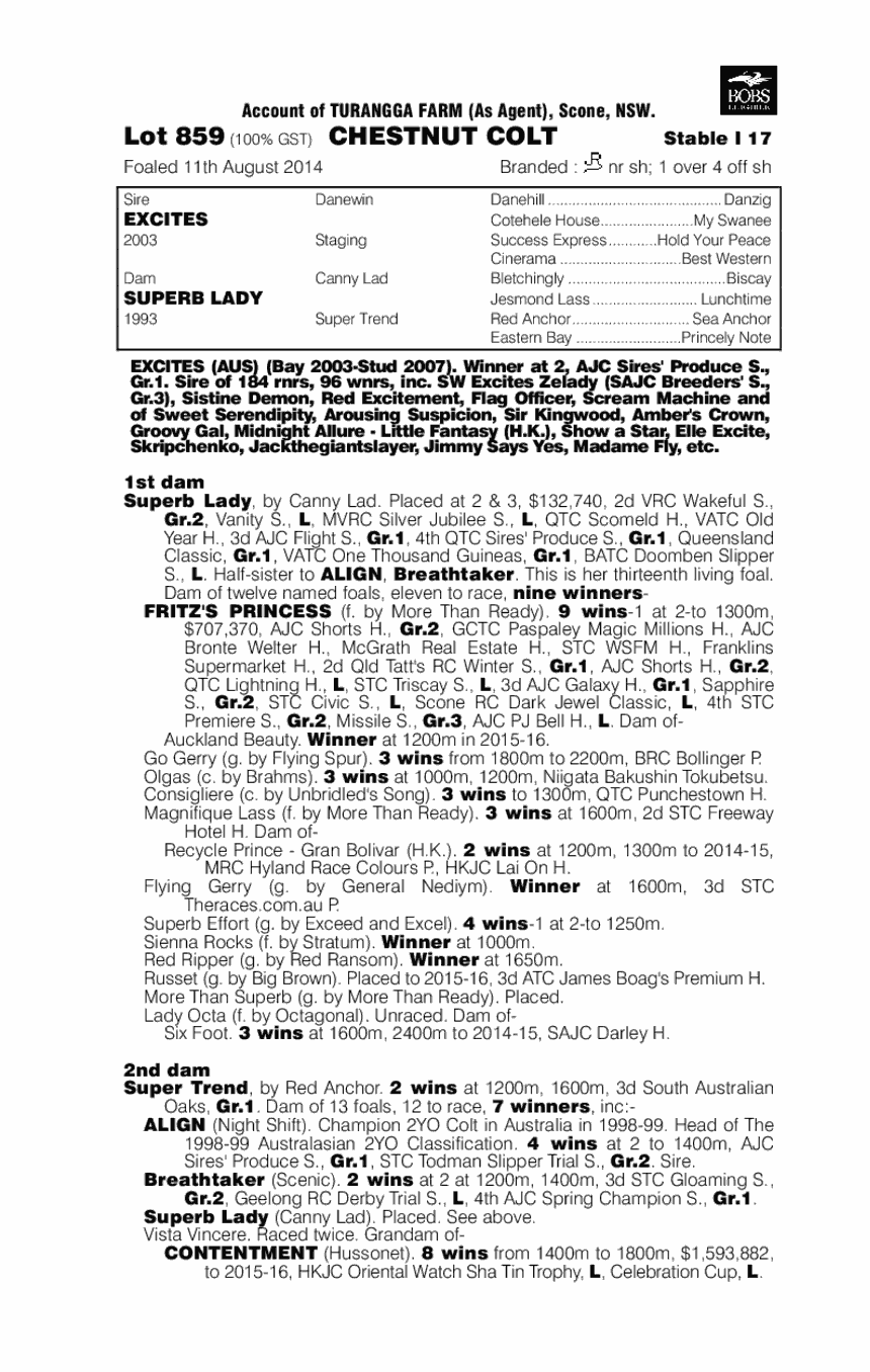 Excites (AUS) / Superb Lady (AUS) - pedigree