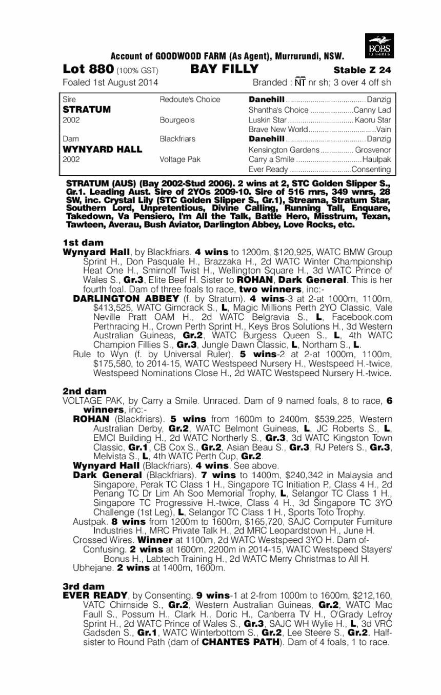Stratum (AUS) / Wynyard Hall (AUS) - pedigree