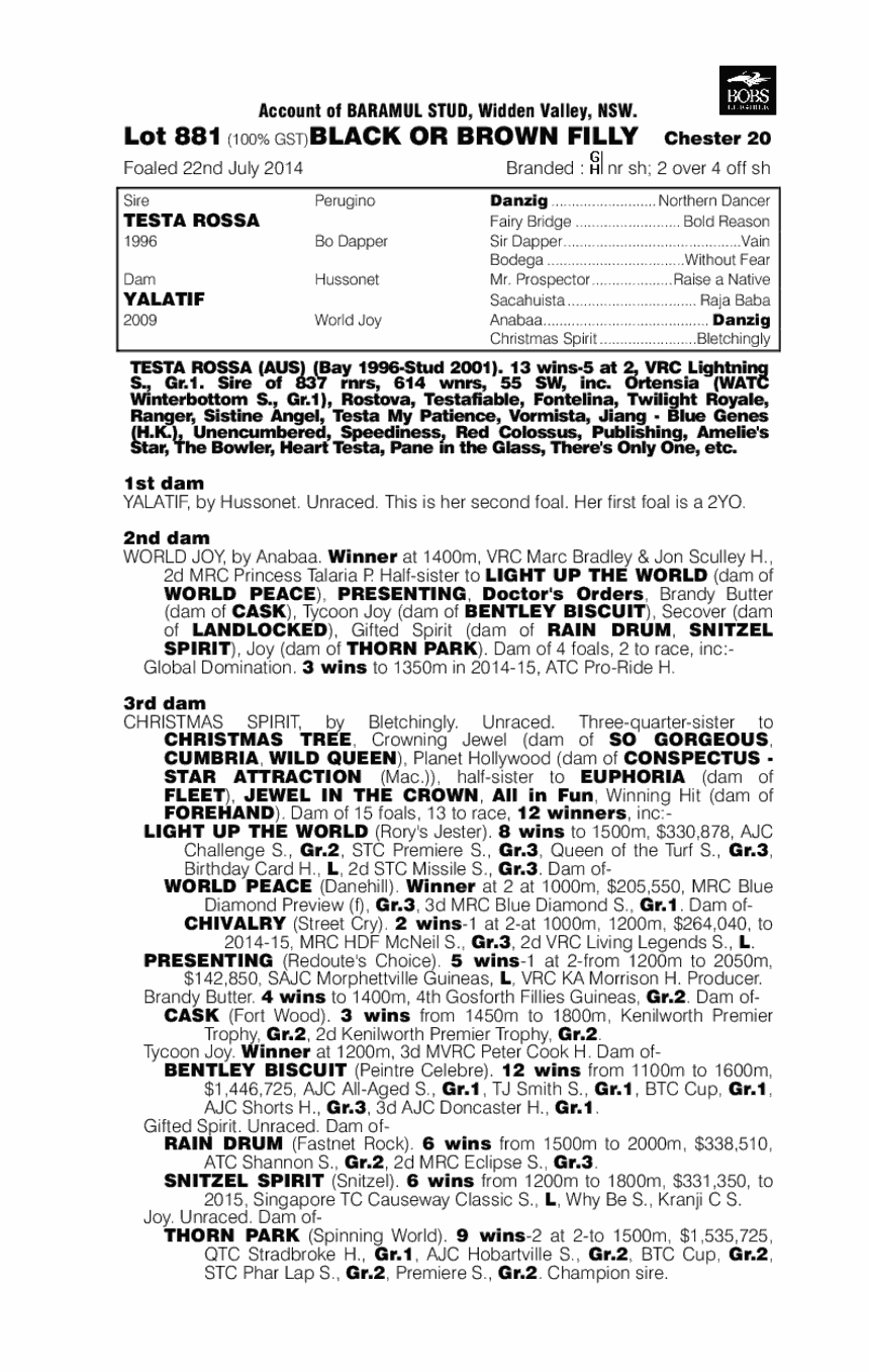 Testa Rossa (AUS) / Yalatif (AUS) - pedigree