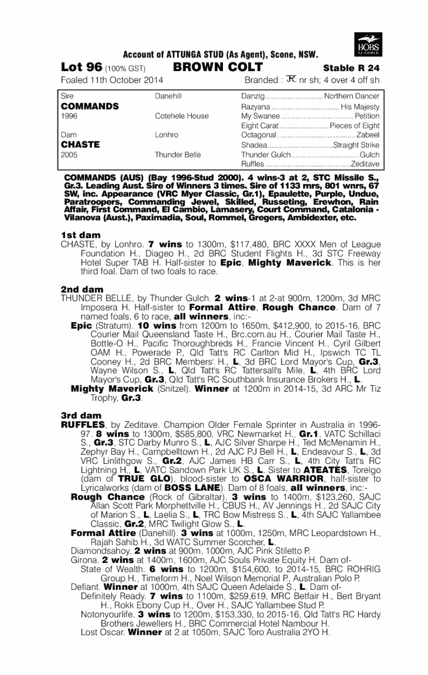 Commands (AUS) / Chaste (AUS) - pedigree