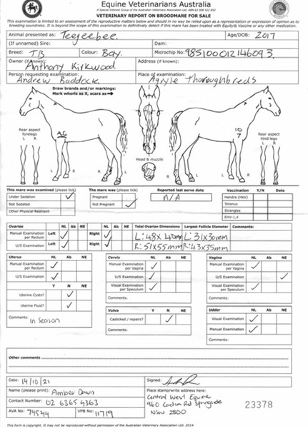 Breeding Certificate